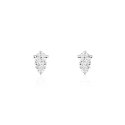 Boucles D'oreilles Puces Almira Argent Blanc Oxyde De Zirconium