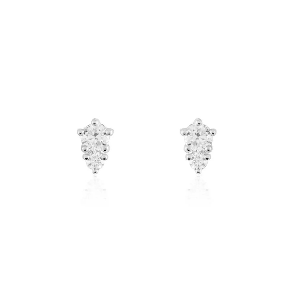 Boucles D'oreilles Puces Almira Argent Blanc Oxyde De Zirconium