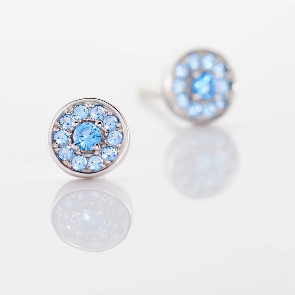 Boucles D'oreilles Puces Auxana Argent Blanc Oxyde De Zirconium