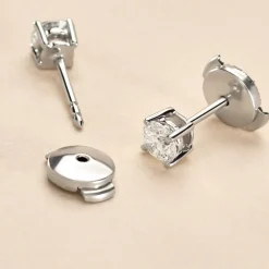 Boucles D'oreilles Puces Aphrodite Platine Blanc Diamant