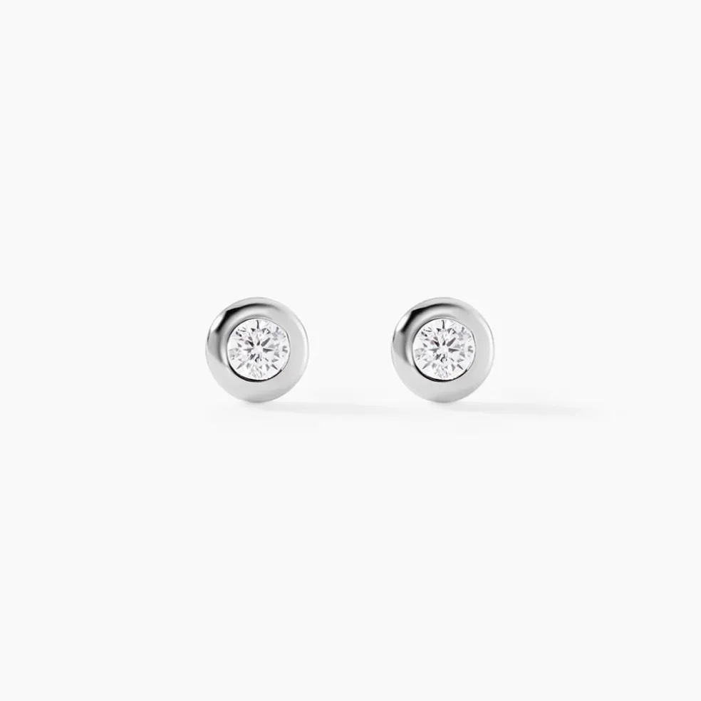 Boucles D'oreilles Puces Argent Blanc Laureano Oxydes De Zirconium