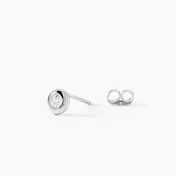 Boucles D'oreilles Puces Argent Blanc Laureano Oxydes De Zirconium