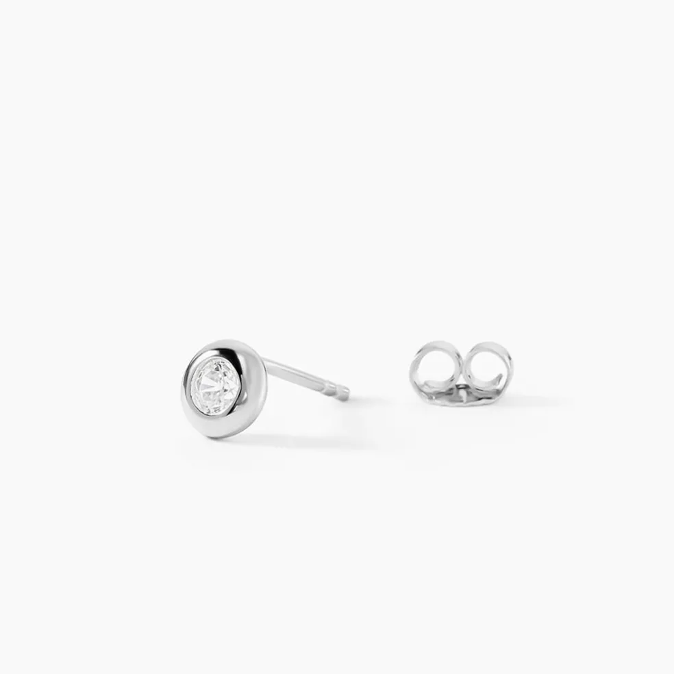 Boucles D'oreilles Puces Argent Blanc Laureano Oxydes De Zirconium