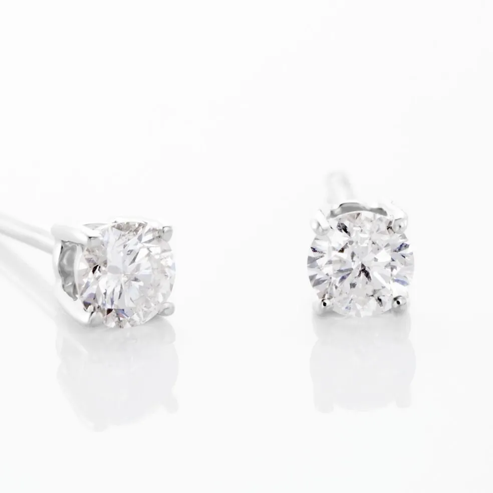 Boucles D'oreilles Puces Aphrodite Or Blanc Diamant