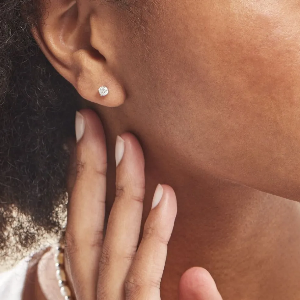 Boucles D'oreilles Puces Aphrodite Or Blanc Diamant