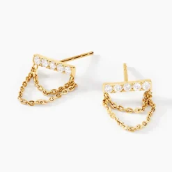 Boucles D'oreilles Puces Akilina Or Jaune Oxyde De Zirconium