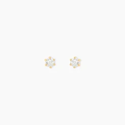 Boucles D'oreilles Puces Aconit Or Jaune Oxyde