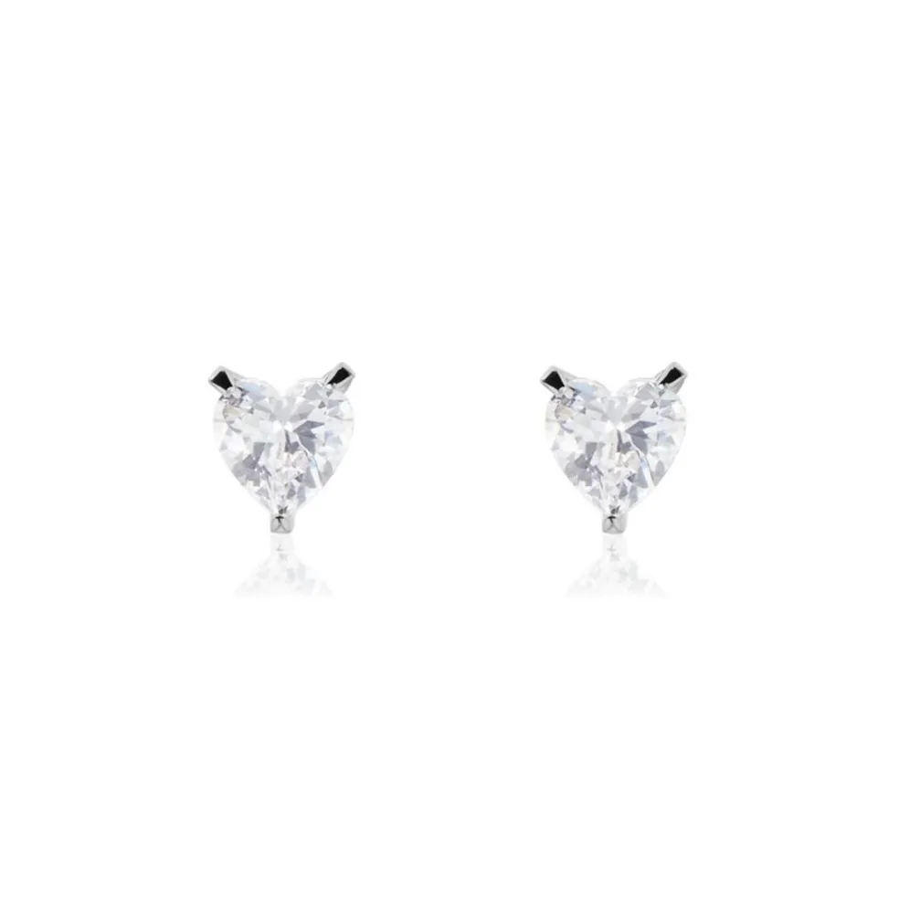 Boucles D'oreilles Puces Argent Blanc Schull Oxydes De Zirconium