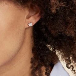 Boucles D'oreilles Puces Argent Blanc Schull Oxydes De Zirconium