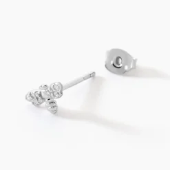 Boucles D'oreilles Puces Argent Blanc Bee Good Oxyde De Zirconium