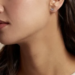 Boucles D'oreilles Puces Argent Blanc Bee Good Oxyde De Zirconium