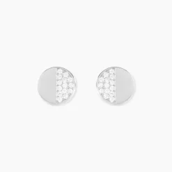 Boucles D'oreilles Puces Argent Blanc Viviano Oxydes De Zirconium