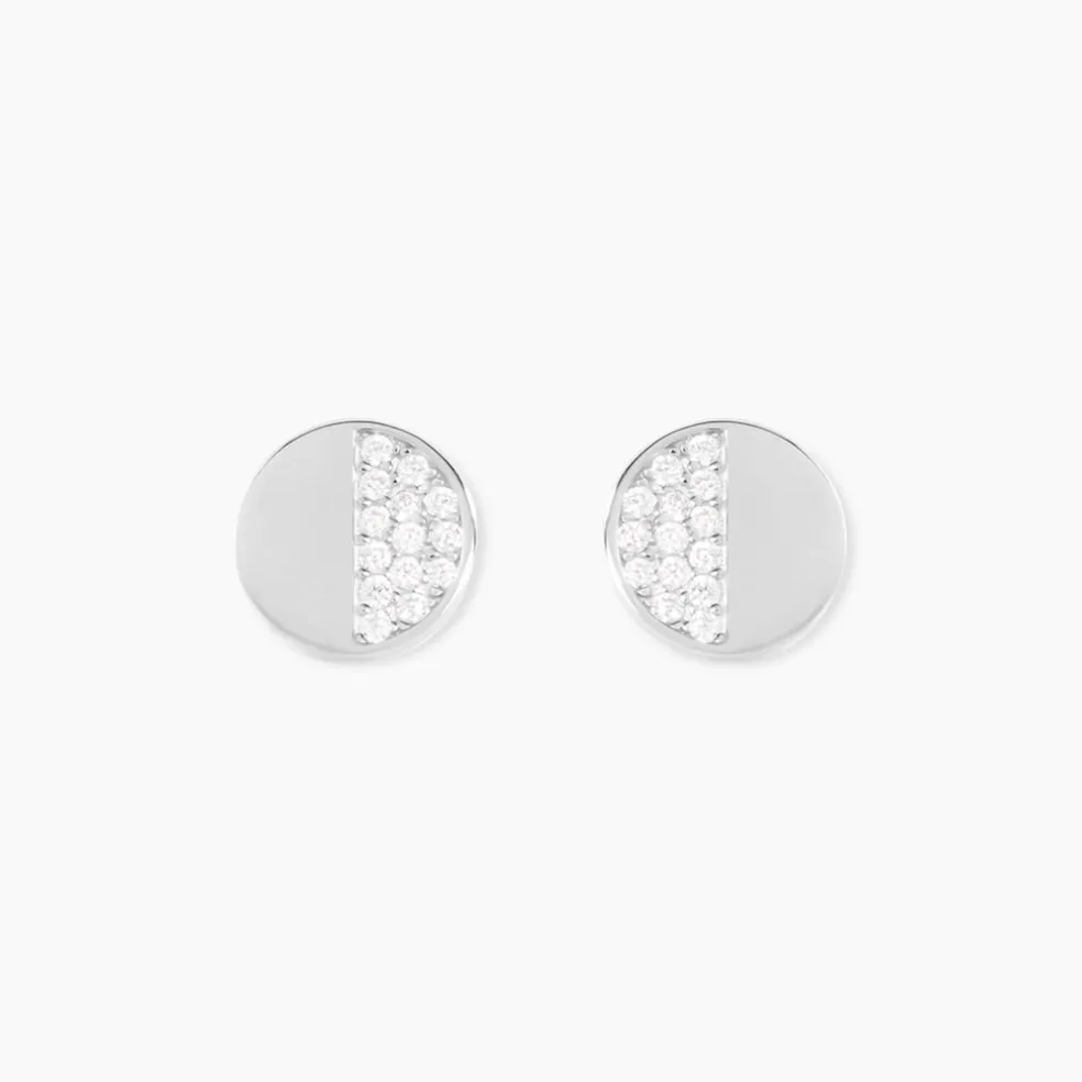 Boucles D'oreilles Puces Argent Blanc Viviano Oxydes De Zirconium