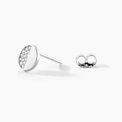 Boucles D'oreilles Puces Argent Blanc Viviano Oxydes De Zirconium