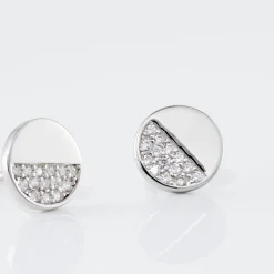 Boucles D'oreilles Puces Argent Blanc Viviano Oxydes De Zirconium