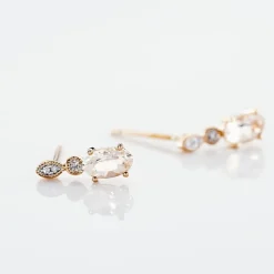 Boucles D'oreilles Puces Antonia Or Rose Morganite Et Diamant