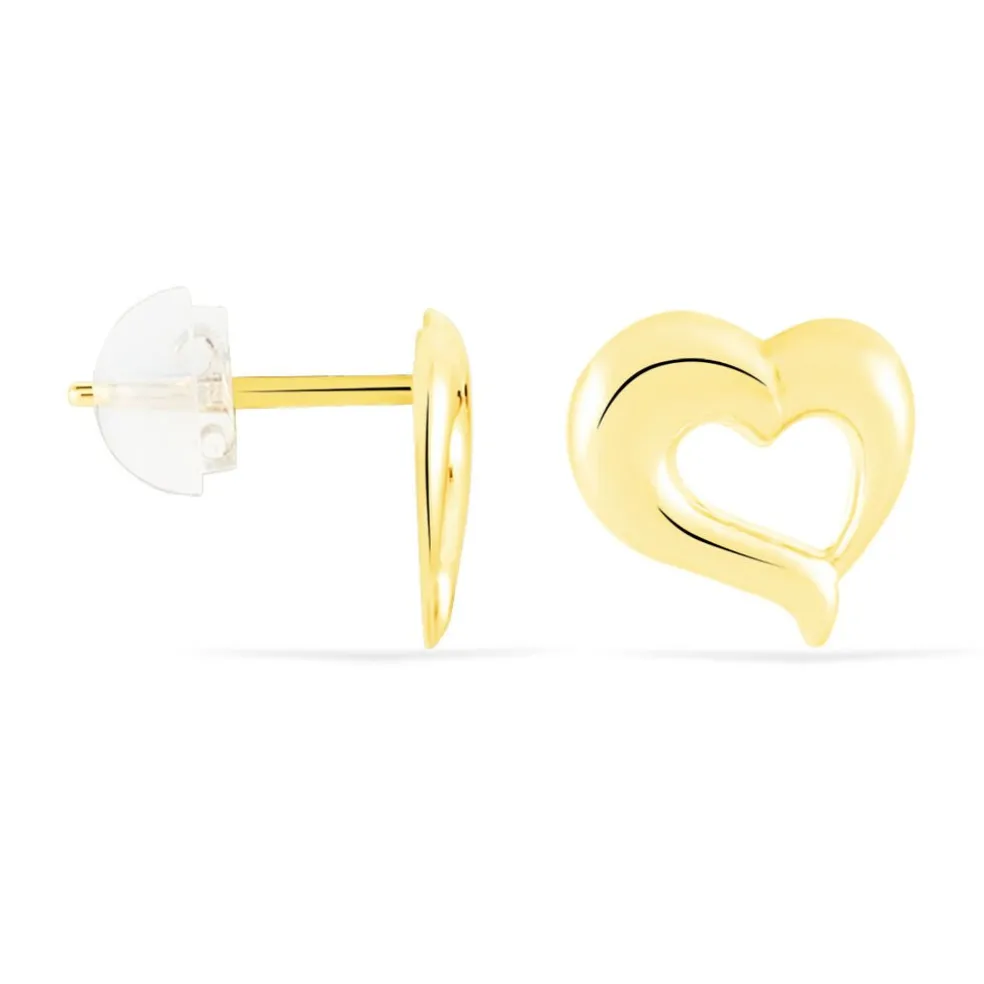 Boucles D'oreilles Puces Anne-maudae Coeurs Or Jaune
