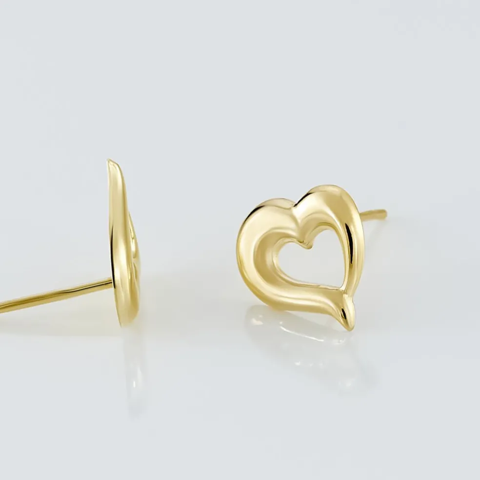 Boucles D'oreilles Puces Anne-maudae Coeurs Or Jaune