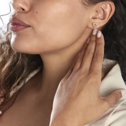 Boucles D'oreilles Puces Anne-maudae Coeurs Or Jaune