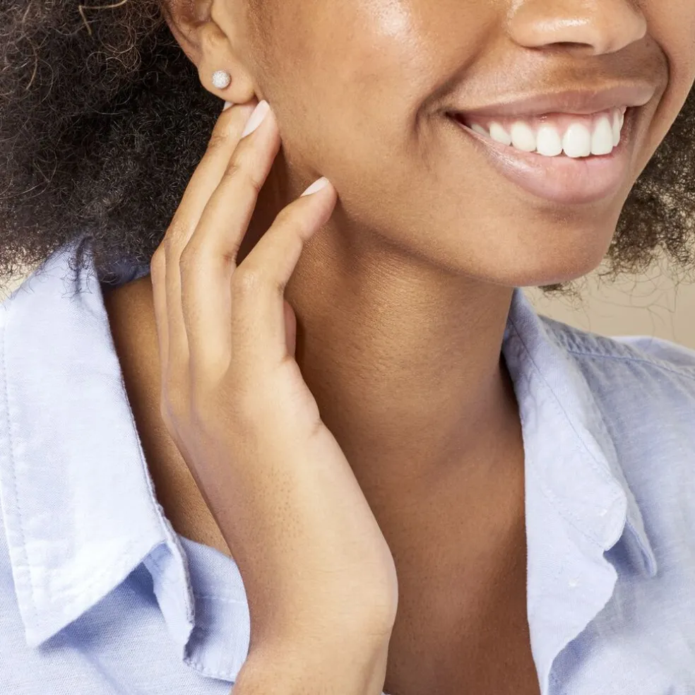 Boucles D'oreilles Puces Ayana Argent Blanc