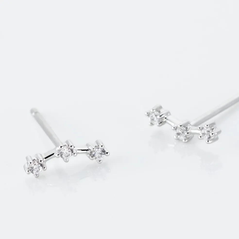 Boucles D'oreilles Puces Allegra Argent Blanc Oxyde De Zirconium