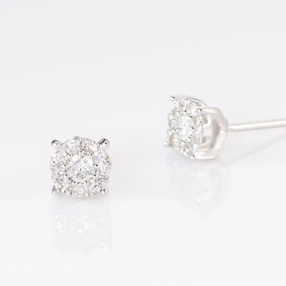 Boucles D'oreilles Puces Artemis Or Blanc Diamant