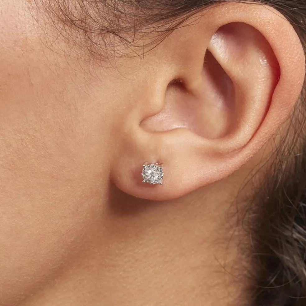 Boucles D'oreilles Puces Artemis Or Blanc Diamant
