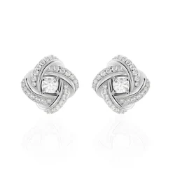 Boucles D'oreilles Puces Anasthase Argent Blanc Oxyde De Zirconium