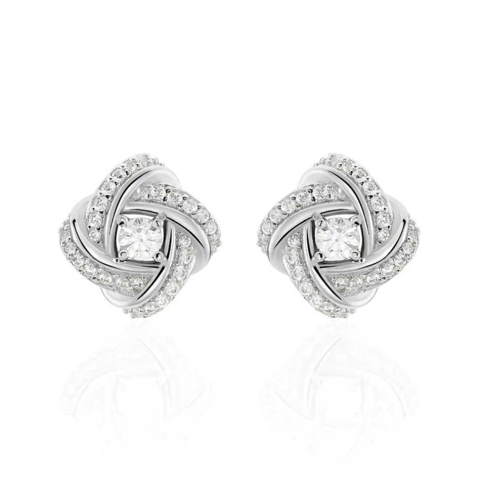 Boucles D'oreilles Puces Anasthase Argent Blanc Oxyde De Zirconium