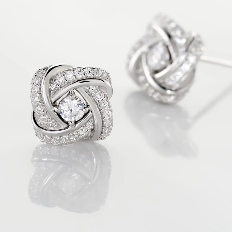 Boucles D'oreilles Puces Anasthase Argent Blanc Oxyde De Zirconium