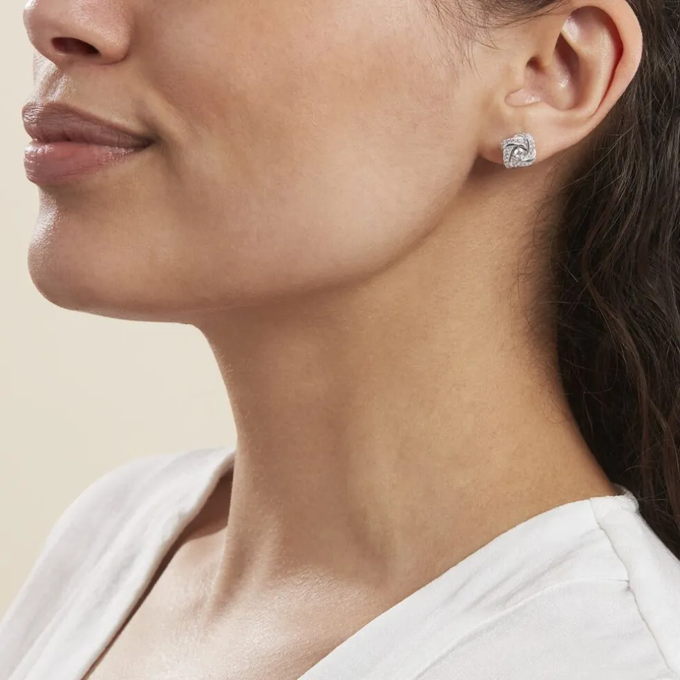 Boucles D'oreilles Puces Anasthase Argent Blanc Oxyde De Zirconium