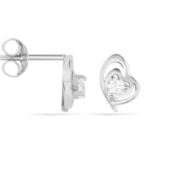 Boucles D'oreilles Puces Alou Argent Blanc Oxyde De Zirconium