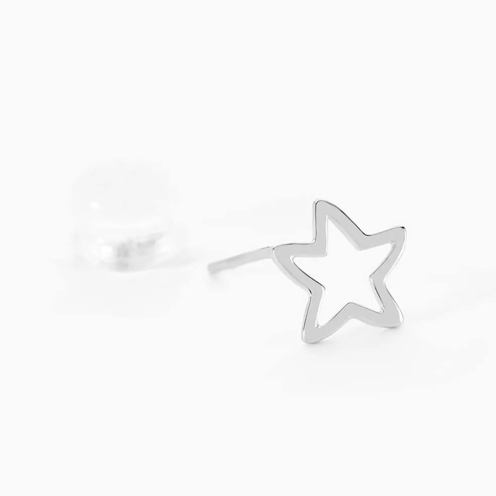 Boucles D'oreilles Puces Alphonsine Etoile De Mer Or Blanc