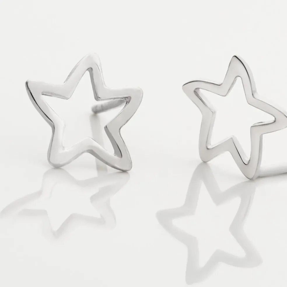 Boucles D'oreilles Puces Alphonsine Etoile De Mer Or Blanc