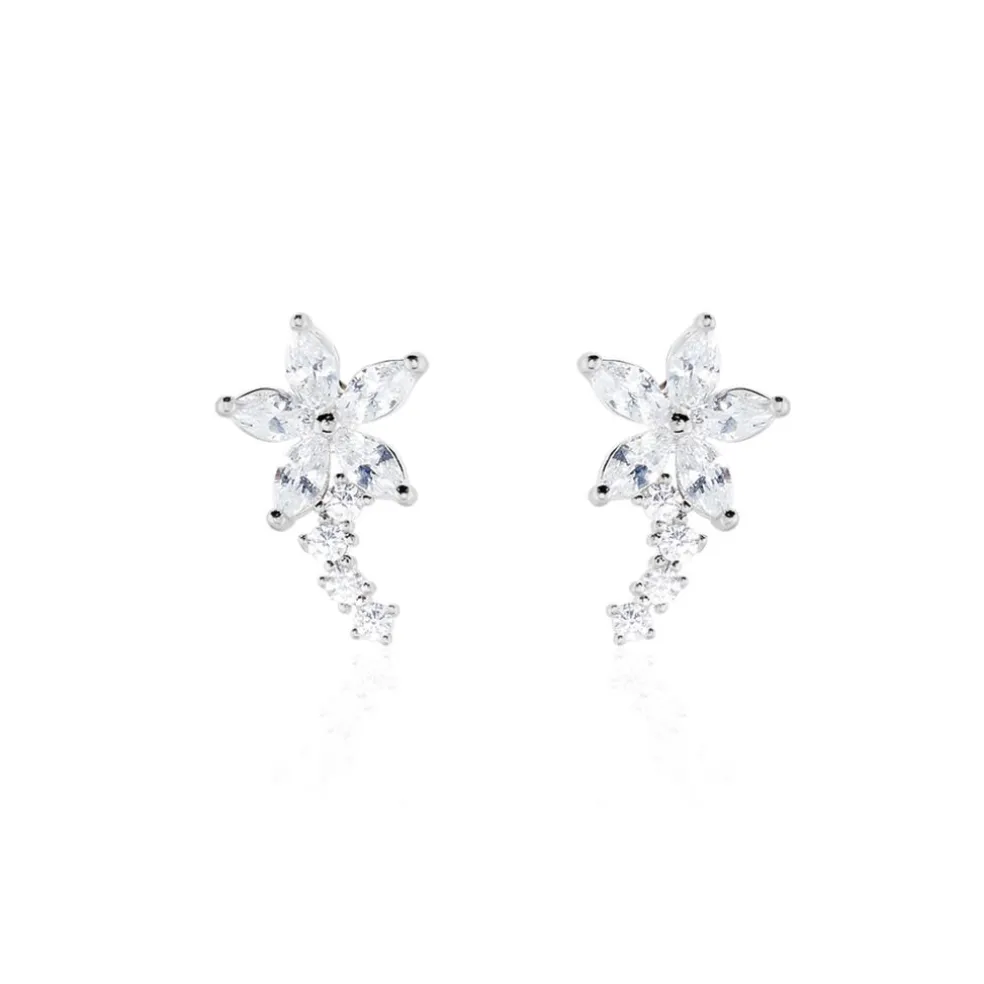 Boucles D'oreilles Puces Argent Blanc Florencio Oxydes De Zirconium