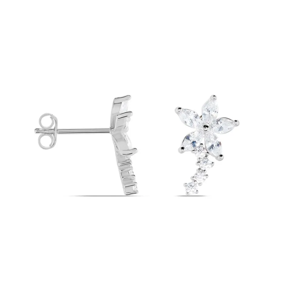 Boucles D'oreilles Puces Argent Blanc Florencio Oxydes De Zirconium