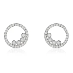 Boucles D'oreilles Puces Argent Blanc Ursine Oxydes De Zirconium