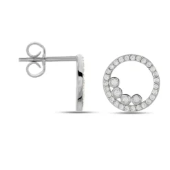 Boucles D'oreilles Puces Argent Blanc Ursine Oxydes De Zirconium