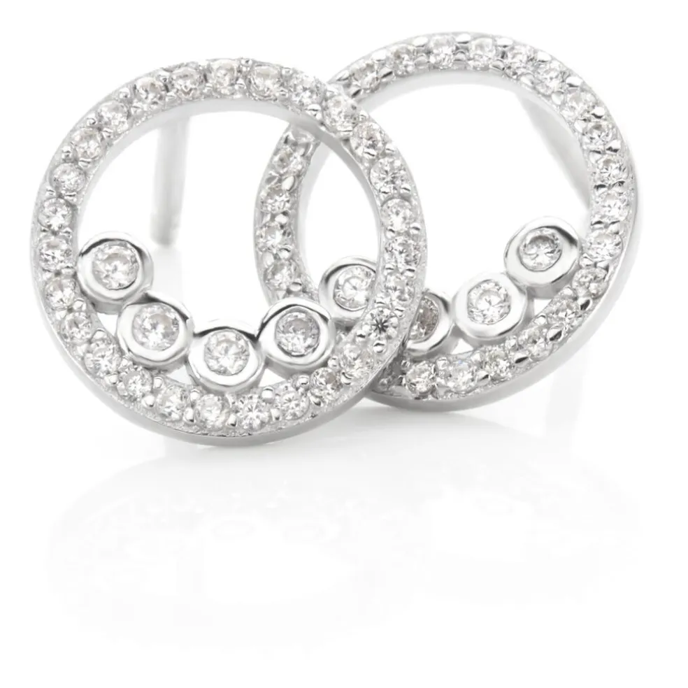 Boucles D'oreilles Puces Argent Blanc Ursine Oxydes De Zirconium