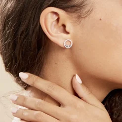 Boucles D'oreilles Puces Argent Blanc Ursine Oxydes De Zirconium