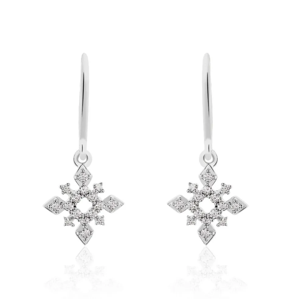Boucles D'oreilles Puces Anea Or Blanc Diamant