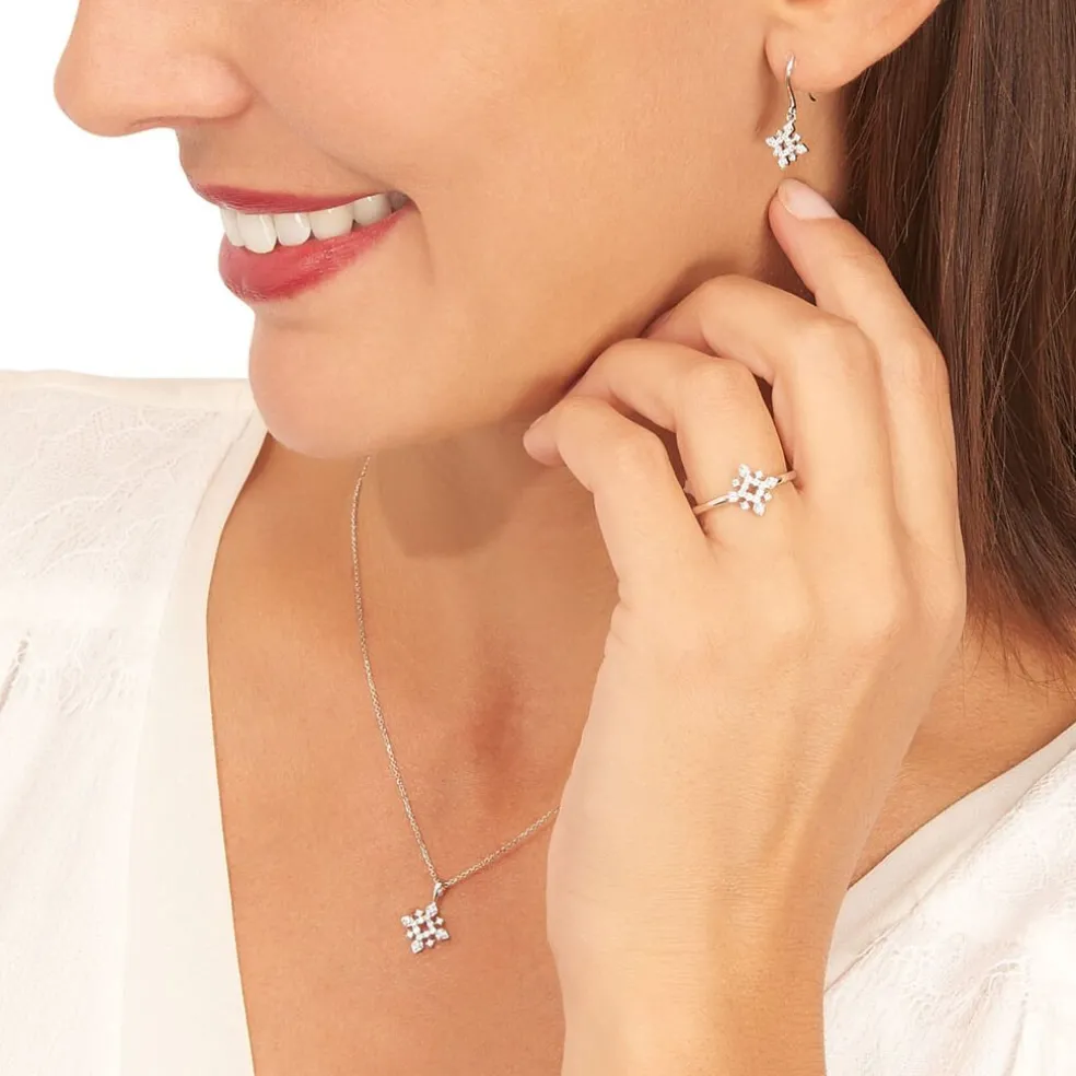 Boucles D'oreilles Puces Anea Or Blanc Diamant