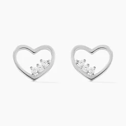 Boucles D'oreilles Puces Argent Blanc Shelan Oxydes De Zirconium