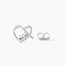 Boucles D'oreilles Puces Argent Blanc Shelan Oxydes De Zirconium