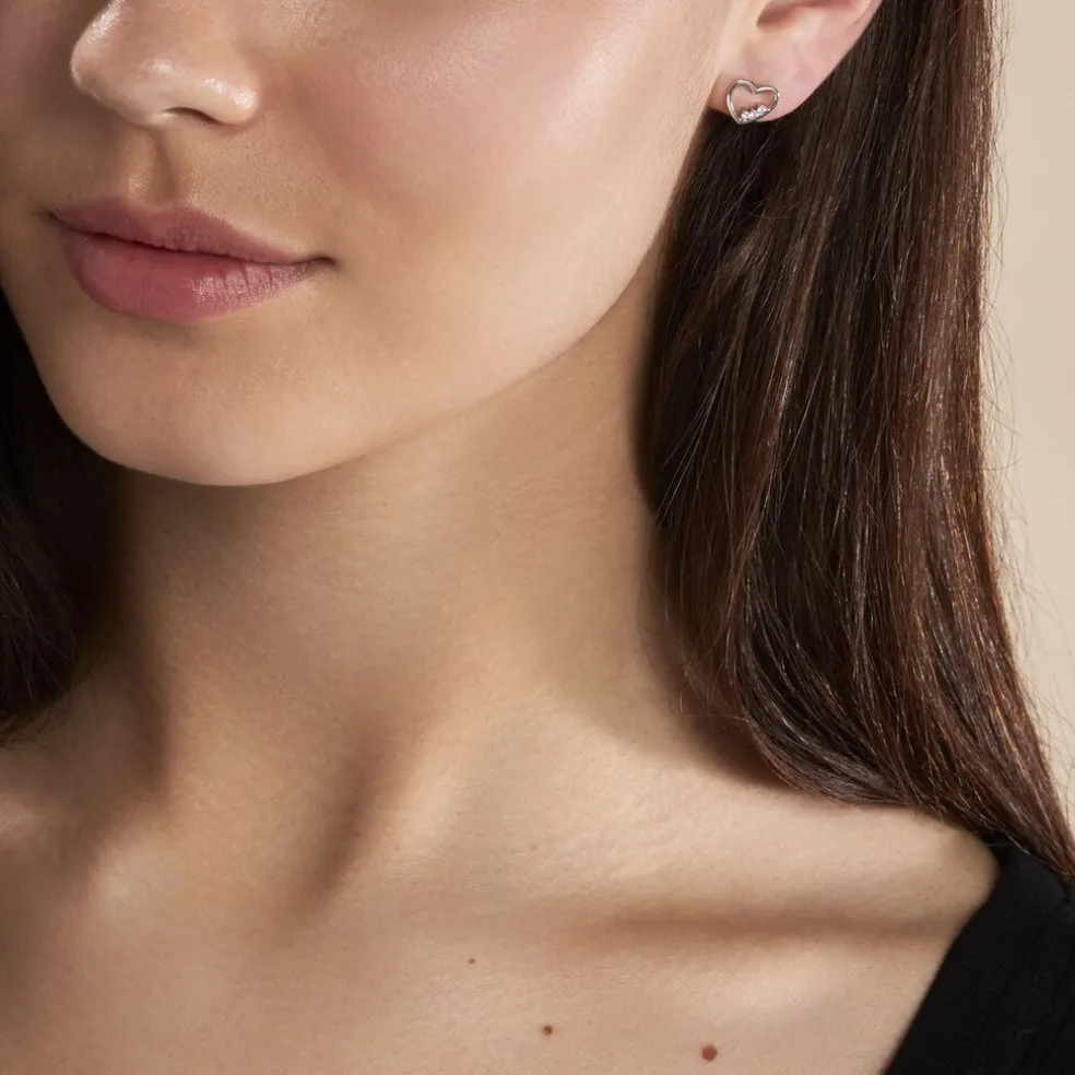 Boucles D'oreilles Puces Argent Blanc Shelan Oxydes De Zirconium