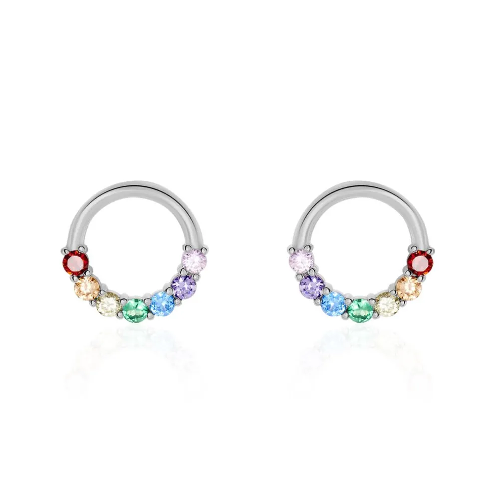 Boucles D'oreilles Puces Argent Blanc Giustino Oxydes De Zirconium