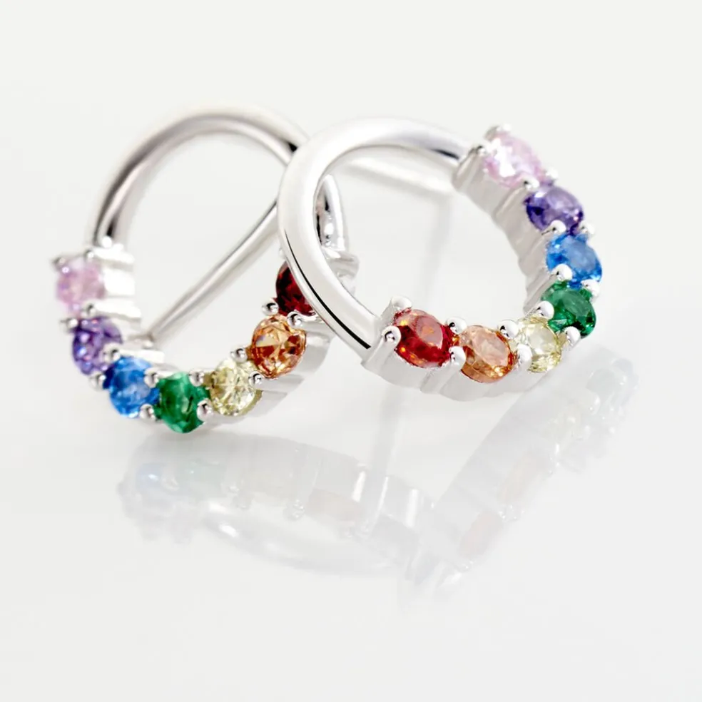 Boucles D'oreilles Puces Argent Blanc Giustino Oxydes De Zirconium