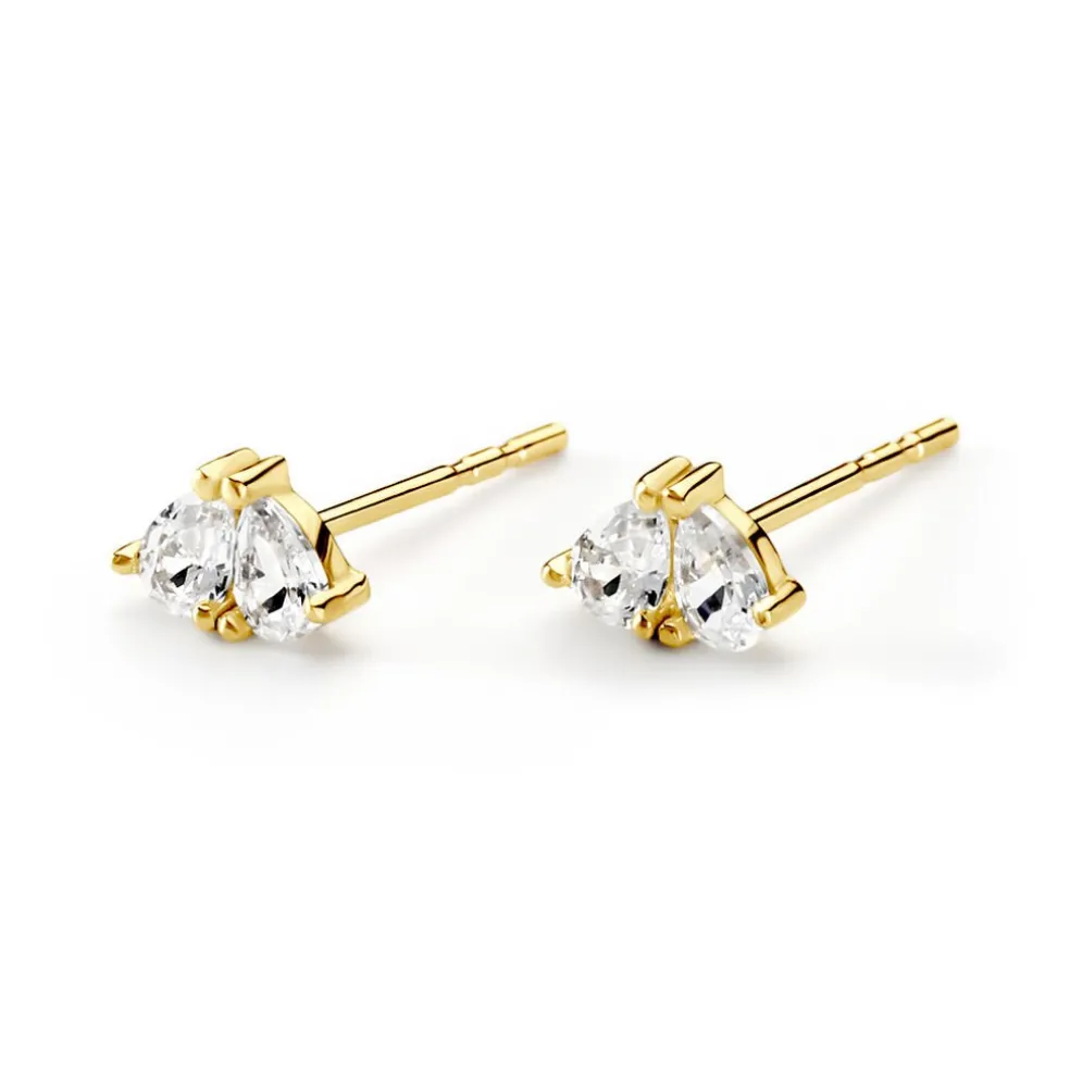 Boucles D'oreilles Puces Amandia Or Jaune Oxyde De Zirconium