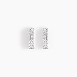 Boucles D'oreilles Puces Aprhodisia Or Blanc Diamant Blanc