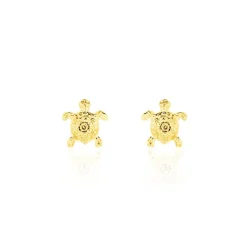 Boucles D'oreilles Puces Almahae Tortue Or Jaune